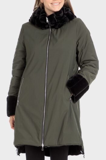 Parka réversible en fourrure et unie