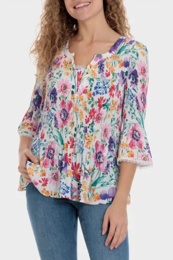 Marinière plissée fleurs
