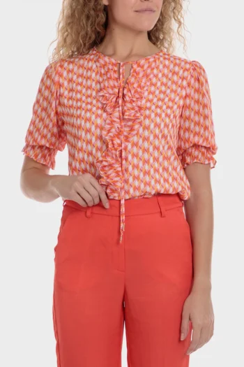 Blouse imprimée rouge corail
