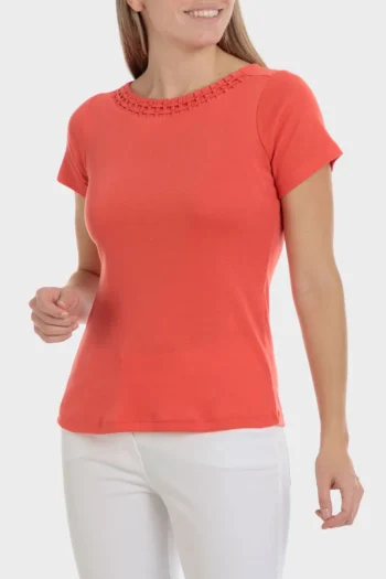 T-shirt basique corail rouge
