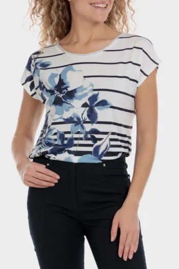 T-shirt rayures fleurs