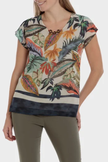 T-shirt imprimé feuilles